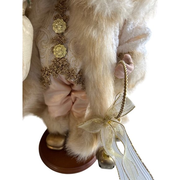 Luxury Victorian Santa Claus With Faux Fur Trim Coat Gold Accents & Gift Bag - Picture 4 of 9